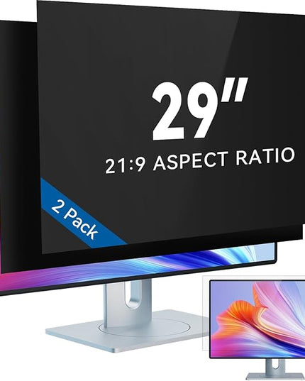 IPROKKO [2-Pack] 29 Inch Computer Privacy Screen Filter for 21:9 Widescreen Monitor, Removable 29in Anti Blue Light Glare Privacy Shield, Anti Spy Security Protector for Hp Dell Asus Acer Samsung