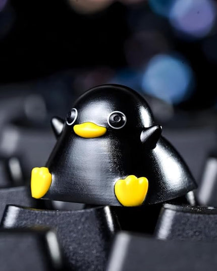 Cute Black Duck Artisan Keycap R1 SA Profile Custom Rubber Duck Keycaps 1U ESC Handmade Gaming Resin Key Cap Cherry MX Switch Compatible Mechanical Keyboard Lover Gift