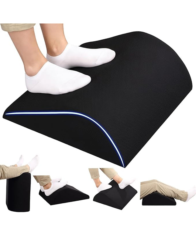 Foot Rest for Under Desk at Work, Ergonomic Under Desk Footrest with Washable Cover for Office, Home & Gaming Leg Elevation Pillow Black