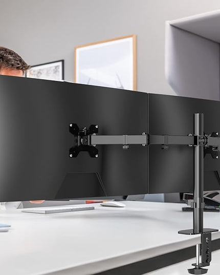 Pholiten Dual Monitor Stand,Heavy Duty Adjustable Monitor Desk Mount for 2 Screens up to 38Inches,Dual Monitor Arm with Height Adjustable Tilt Swive Rotate,Holds up to 22 lbs