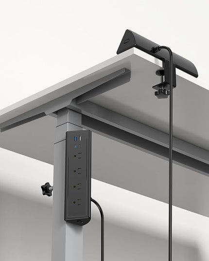 Jgstkcity Desk Clamp Power Strip,20W Fast Charging Station,Surge Protector Nightstand Edge Mount,1875W Extension Cord with Multiple Outlets,2 USB-C,2 USB-A,for Home Office (Black, 6 FT)