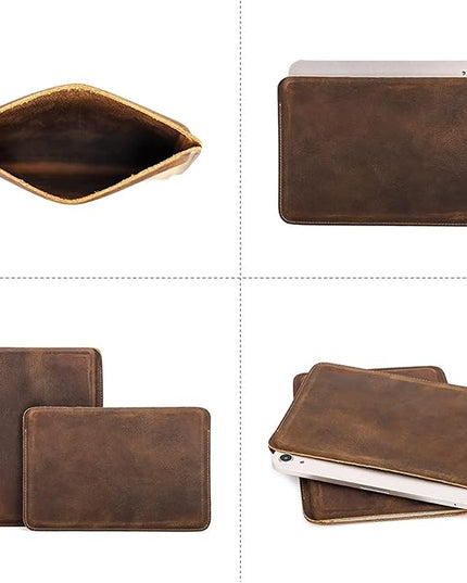 Top Grain Leather 8.3" Slim Tablet Protective Case, Solid Minimalist Vintage Design, Fully Handmade, Compatible with 8.3" iPad mini 6 iPad mini 7.9" & Other Tablets, Coffee 8.3 Inch
