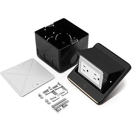 Vagueior Recessed Floor Electrical Outlet Kit,Waterproof Electrical Outlet Covcer Box,Hidden 20A Tamper-Resistant Receptacle Outlet with Slow Elastic Damping ，ETL Certified,ORB