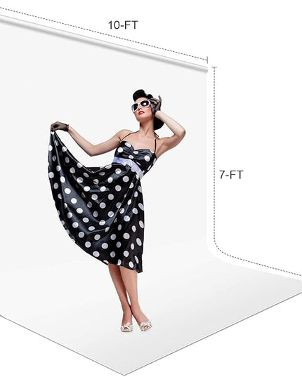 Aimosen 10 x 7 FT White Backdrop Background for Photography, Professional Pure WhiteScreen for Photoshoot, High Density Fabric Curtainfor Video Record Portrait Stand Photo Studio, with Rod Pocket