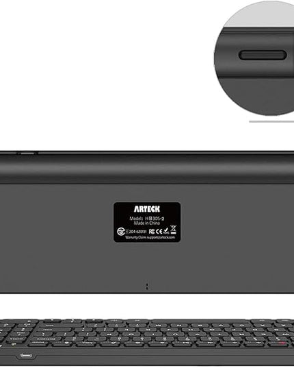 Arteck HB305-2 Universal Multi-Device Bluetooth Keyboard Ultra Compact Wireless Bluetooth Keyboard with Media Hotkeys for Windows iOS iPad OS Android Computer Desktop Laptop Surface Tablet Smartphone