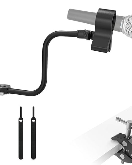 ZealSound Microphone Stand,Gooseneck Arm with Heavy Duty Crab Clamp for Round Pipes & Desktops,Flexible Boom Mount with Mic Clip for Podcast,Compatible with Blue Snowball, Razer, Pyle & More 13 Inch