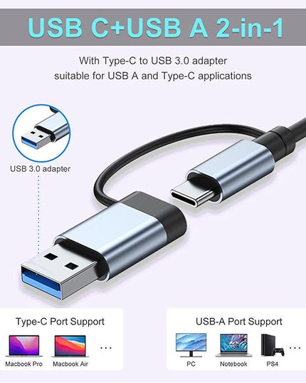 VIENON Aluminum USB C & USB Hub 7-in-1 with USB 3.0, USB-C Ports for PC/Laptops/MacBook Pro/Air/iMac/iPad and More Devices
