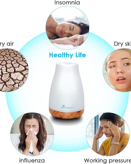 300ML Diffuser Essential Oil Diffuser Remote Control Aromatherapy Diffuser Mist Humidifiers with 7 Color LED Lights for Bedroom Office House Kitchen Yoga