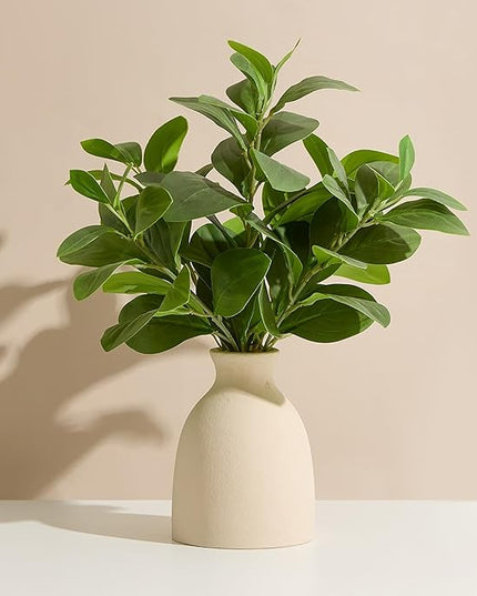 Amore Florals 16" Artificial Eucalyptus Stems Potted Plant Indoor Fake Plants - Realistic Greenery with Vase, Small Artificial Office Desk Plants in Pots for Home Decor Weddings Centerpieces