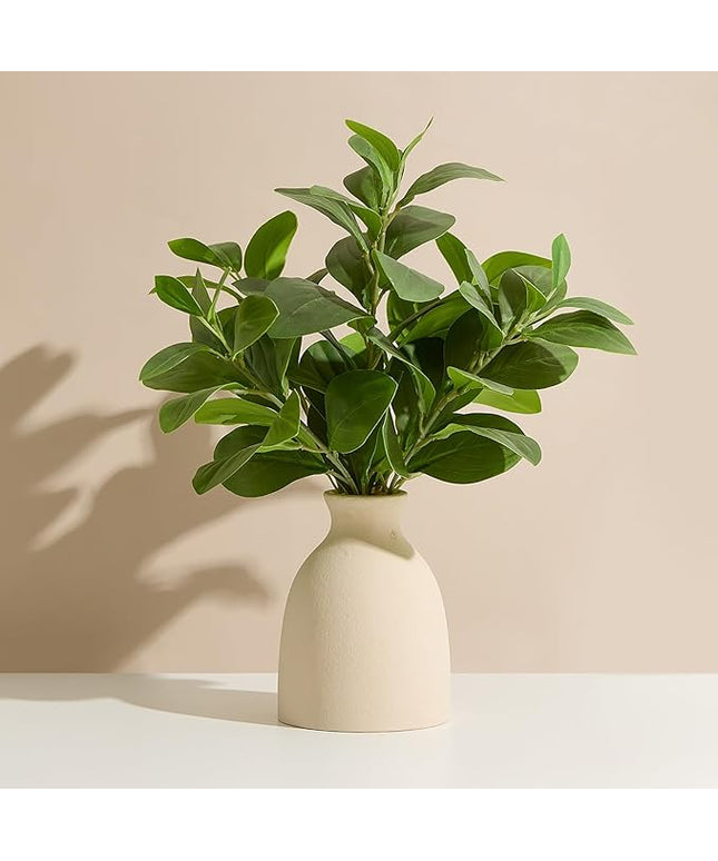 Amore Florals 16" Artificial Eucalyptus Stems Potted Plant Indoor Fake Plants - Realistic Greenery with Vase, Small Artificial Office Desk Plants in Pots for Home Decor Weddings Centerpieces