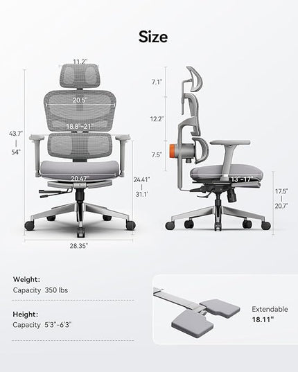 Newtral Ergonomic Office Chair with Auto-Following Lumbar Support, 136° Recline, Computer Desk Chair with 4D Armrests & Adjustable Headrest