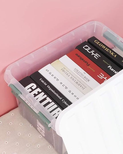 Gloreen 20 Quart Clear Storage Bins with Lid and Handle, Multipurpose Stackable Plastic Storage Latches Box/Containers,set of 4