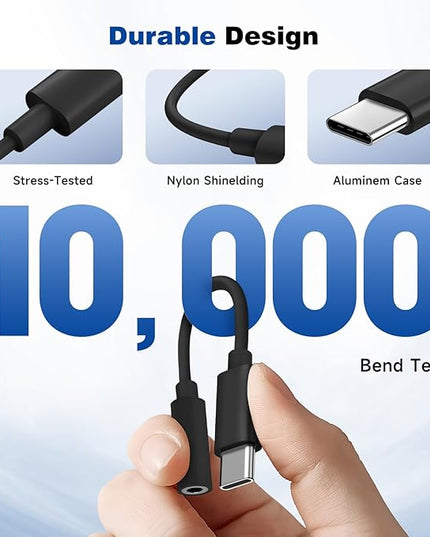 USB C to 3.5mm Headphone Jack Adapter for iPhone17/ iPhone 16/16 Pro/15/15 Pro/Pro Max/Plus, Type C Aux Audio Dongle Cable Cord Compatible with iPad, Samsung Galaxy S23/S23/S22/S21 Black（3 Pack）