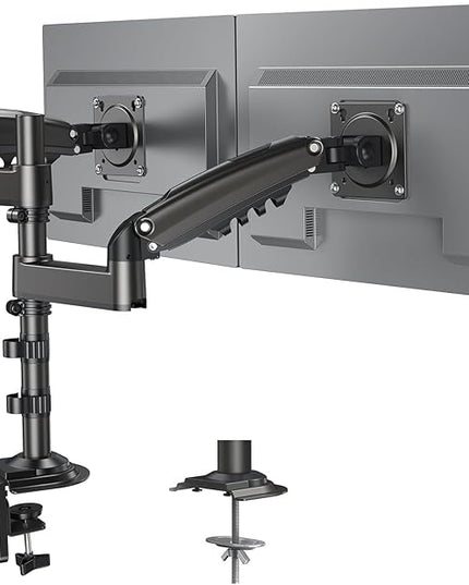 HUANUO Dual Monitor Arm for 13-32 inch Screens,Holds 19.8lb,Adjustable Monitor Stand with Clamp and Grommet Base,Vesa 75x75mm/100x100mm Compatibility (Black)