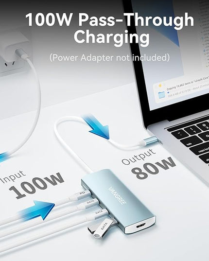 USB C Hub 8 in 1 Multiport Adapter, 3 USB 3.2 Gen 2 Ports with 10Gbps, 3 USB-A 3.0 5Gbps, 4K@60Hz HDMI, 100W PD, USBC Splitter for MacBook Pro, iPad Pro, Mac mini and More(Not Support USB-C Monitor)