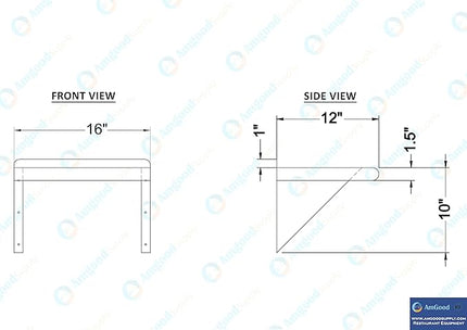 AmGood 12" X 16" Stainless Steel Wall Shelf | Metal Shelving | Garage, Laundry, Storage, Utility Room | Restaurant, Commercial Kitchen | NSF