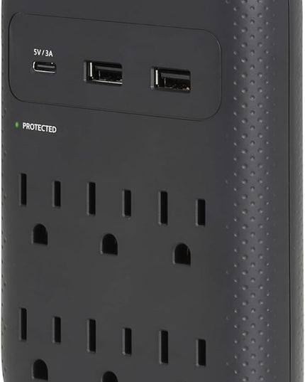 Eaton Tripp Lite SK60CB Wall Surge Protector Power Strip & USB Wall Charger, 6-Outlet Extender, 1 USB-C + 2 USB Ports, 1080 Joules, Multi-Plug Outlet Splitter, Black, Lifetime Manufacturer's Warranty