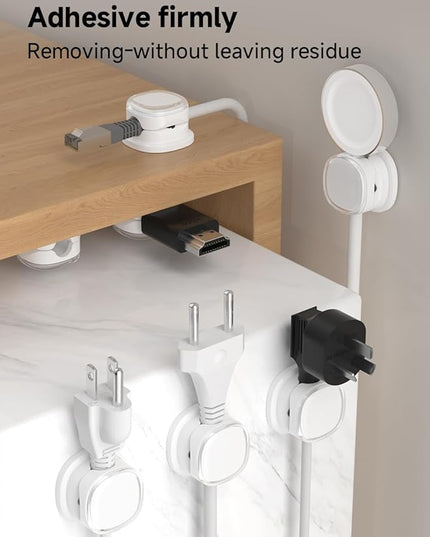 Magnetic Cable Clips, Adjustable Cord Holder Management, Adhesive Wire Keeper Organizer for Home Office Desk Phone PC Car Wall Desktop Nightstand Appliance (9-PCS White)