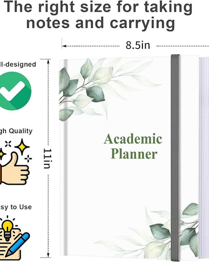 Academic Planner for 2026 or Anytime – 8.5" x 11" Undated Weekly Student Planner For Homeschool, High School, College & Nursing Students, 200 Pages, Green Leaf
