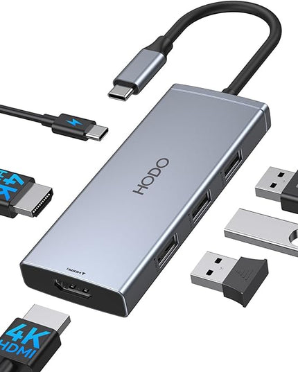 HODO Docking Station to Dual HDMI Monitors Adapter USB C to Dual HDMI Adapter 4K 60 Hz for Laptops Docking Station Dual Monitor with PD 3 USB Port Button Compatible for HP Elitebook Dell XPS 13 15 etc