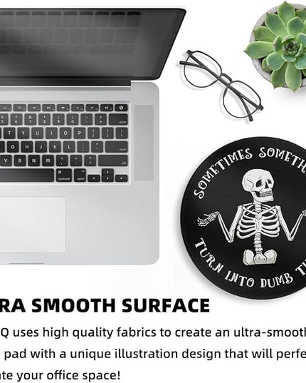 Round Mouse Pad, Funny Small Mouse Pad with Non-Slip Rubber Base, Stitched Edge Mousepad for Desk Wireless Mouse Office Women
