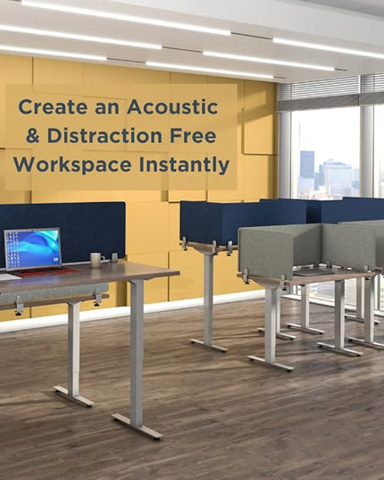 Sound Absorbing Privacy Shield - Desk Divider & Cubicle Wall (Dark Blue, 60" W x 18"H)