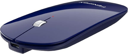 FENIFOX Bluetooth Mouse Slim, Whisper-Quiet Mini Flat Portable Mobile Mice Rechargeable Compatible with Laptop,PC,Android Windows Tablet (Deep Blue)