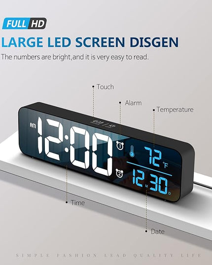 Hournor Digital Clock for Bedroom, Digital Wall Clock for Living Room Decor, Desk Table Clocks, Digital Clock Large Display, Bedroom Smart Alarm Clock for Office Blue