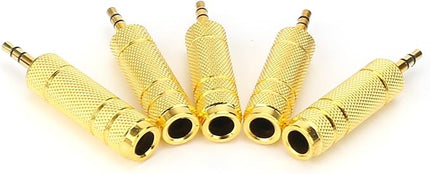 SiYear (5 Pack 3.5mm 1/8" Male Plug TRS to 6.35mm 1/4" Female Stereo Jack Adaptor-Gold Plated Converte,for Audio Earphone,Headphones ect