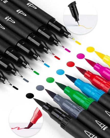 Mogyann Markers for Adult 100 Colors Dual Tip Pens with Fine and Brush Tip for Coloring and Calligraphy Drawing