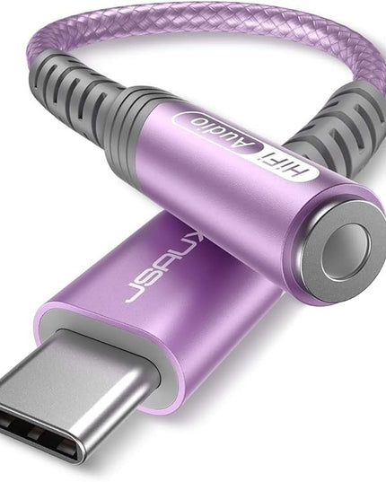 USB Type C to 3.5mm Female Headphone Jack Adapter, JSAUX USB C to Aux Audio Dongle Cable Cord Compatible with iPhone 17 Pro Max/16 Pro/15 Plus, Samsung Galaxy S23/S22/S21 Ultra, iPad Pro, Pixel Purple