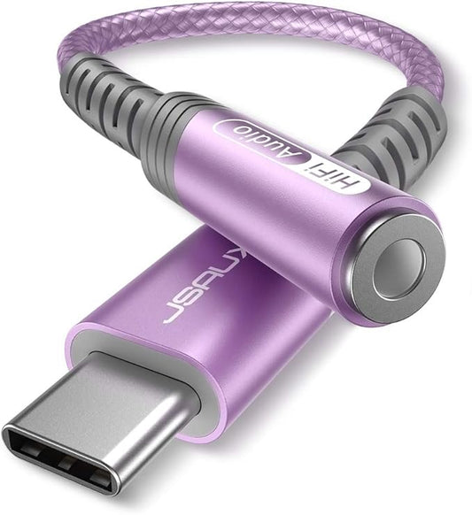 USB Type C to 3.5mm Female Headphone Jack Adapter, JSAUX USB C to Aux Audio Dongle Cable Cord Compatible with iPhone 17 Pro Max/16 Pro/15 Plus, Samsung Galaxy S23/S22/S21 Ultra, iPad Pro, Pixel Purple