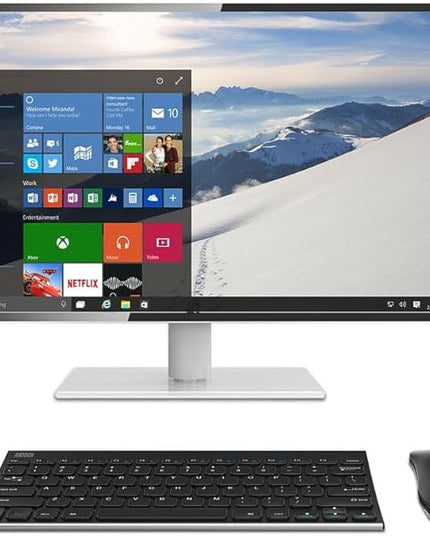 Arteck 2.4G Wireless Keyboard and Mouse Combo Ultra Compact Slim Stainless Full Size Keyboard and Ergonomic Mouse for Computer/Desktop/PC/Laptop and Windows 10/8/7 Build in Rechargeable Battery