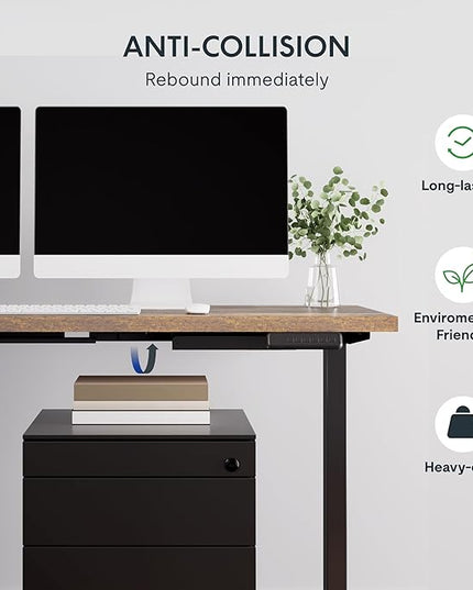 SANODESK L Shaped Standing Desk Adjustable Height, Electric Corner Standing Desk, 63 x 48 inch Sit Stand Computer Table with Splice Board, Rustic Brown