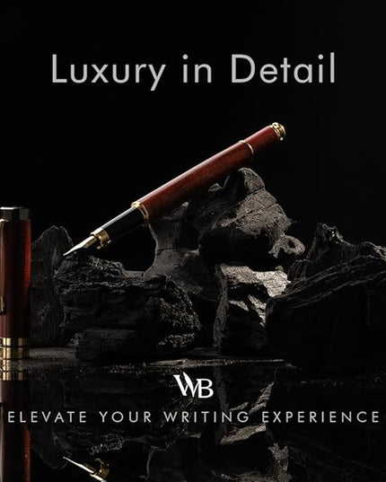 Wordsworth & Black Fountain Pen Set, Luxury Bamboo Wood - Extra Fine Nib, Gift Case; Includes 6 Ink Cartridges, Ink Refill Converter -Journaling, Calligraphy; Drawing, Smooth Writing [Rosewood]