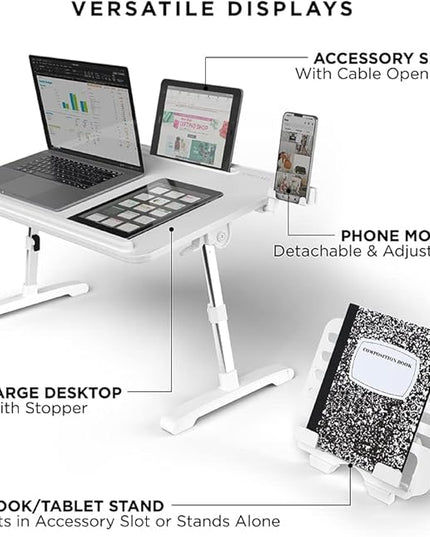 Limitless TotalDesk Portable Workstation and Lap Desk with Adjustable Height & Tilt (White)