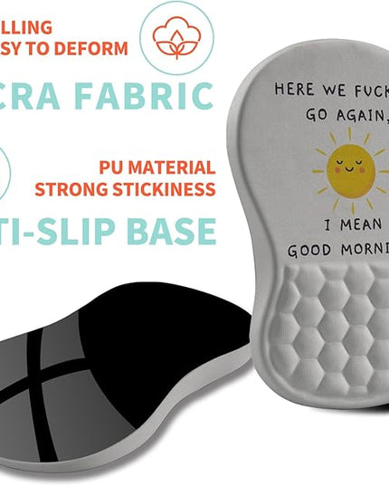 Ergonomic Mouse Pad Wrist Support with Memory Foam Massage Bulge, Carpal Tunnel Pain Relief Mousepad Wrist Rest for Mouse(12x8 inch, Good Morning)