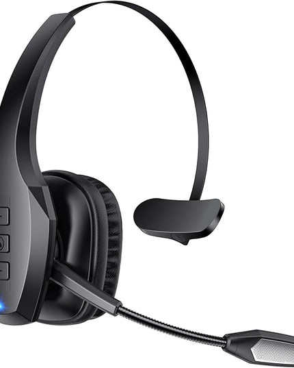 Trucker Bluetooth Headset, Wireless Headset with Mic, Bluetooth Headsets with Dual Noise Cancelling Microphone & Mute Button, 55Hrs Working Time PC Headsets for Cell Phones, Computer, Truck Driver