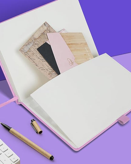 Lined Journal Notebooks for Work, Travel, College, A5 Size 100 GSM Thick Paper, Classic Ruled Journaling Notebook, Hardcover Notepad for Writing 160 Pages, 5.5 x 8.3 inch, Pink
