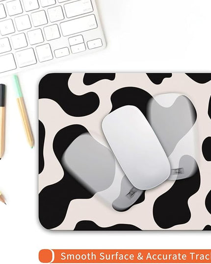 Square Mouse Pad Black Cow Print,Personalized Premium-Textured Custom Mouse Mat Design,Washable Mousepad Cloth,Non-Slip Rubber Base Computer Mouse Pads for Wireless Mouse