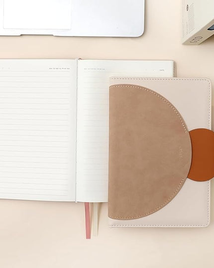 CAGIE AGIE Lined Journal for Women, 100GSM Leather Journals for Writing with Buckle Closure,A5 Hardcover Diary Journaling Notebooks for Business Work School Note Taking 5.9" x8.59 (Brown x 2)
