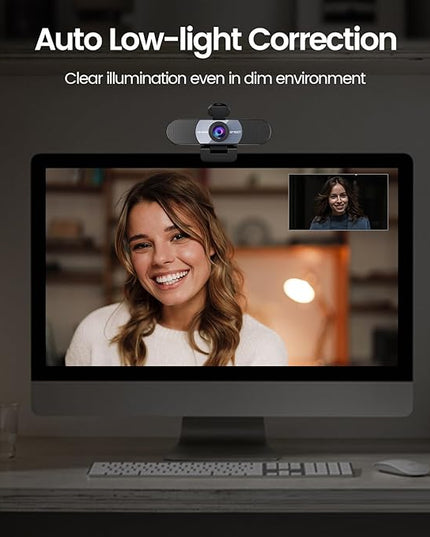 EMEET 1080P Webcam, C960 Web Camera with 2 Noise-Cancelling Microphones & Privacy Cover, 90° FOV Computer Camera, Plug & Play USB Webcam for Calls/Conference, Zoom/Skype/YouTube, Laptop/Desktop, Grey