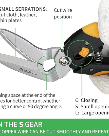 stedi 9-Inch Scissor Heavy Duty, All Purpose Scissors, Cardboard and Carpet Shears, TPR Handle, Extremely Sharp Blades with Finely Serrated -Easy Cutting Thick Paper, Leather, Fabric