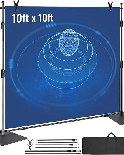 VEVOR 10ft x10ft Pipe and Drape Kit, Heavy Duty Backdrop Stand with Carbon Steel Base, Adjustable Backdrop Support with 2 Clamps and A Carry Bag for Wedding, Party, Event, Photography and Exhibition