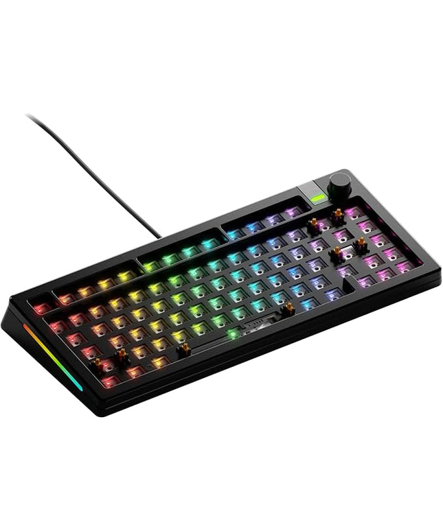 Glorious Gaming - GMMK 3 PRO Barebones Custom Keyboard Kit w/Knob, Custom Modular Aluminum Body & Gasket System, Hotswappable 75% Keyboard, Sound Dampening Foam, Aluminum Switch Plate ANSI (Black)