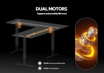 Claiks L Shaped Standing Desk Adjustable Height, Dual Motor Electric Corner Standing Desk, 63x55 inch Sit Stand up Desk with Splice Board, Black