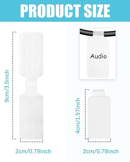 Eersida 60 Pieces Self Adhesive Cable Labels Wire Labels Nylon Writable Cord Tags Waterproof White Wire Cable Tags for Electronics Office Computers Management and Identification(Rectangle,3.54 Inch)