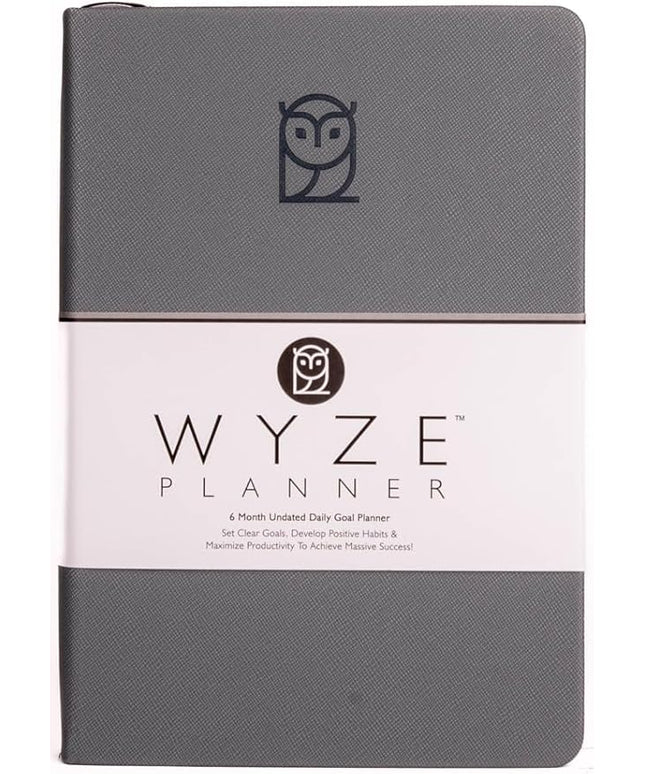 Undated Daily Planner – 6-Month A5 Productivity Organizer with Full Page Per Day, Hourly Schedule, Goal Setting, Habit Tracker, Weekly & Monthly Pages – Hardcover Time Management Notebook (Gray)