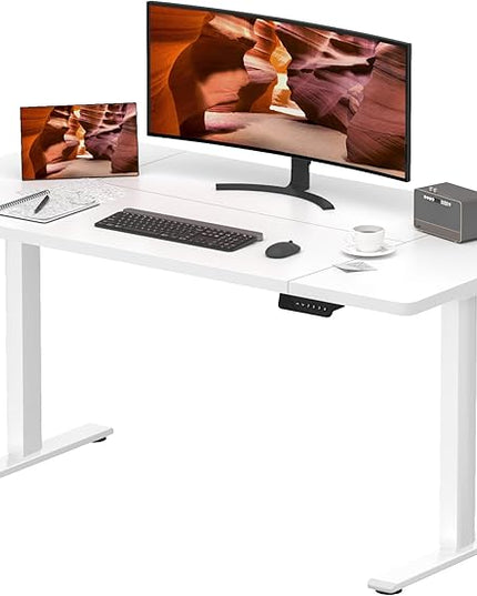 Dual Motor Standing Desk, Large Stand Up Desks, 63x28 Inches Electric Sit Stand Desks, 4 Memory Preset Adjustable Height Desk Home Office Desks(White)