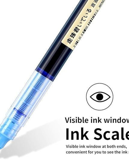 Frienda 12 Pieces Rolling Ball Pens 0.5 mm Japanese Quick Drying Fine Point Pens Liquid Ink Smooth Writing for Office Student Back to School Supplies(Black and Blue)